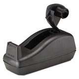 Deluxe Desktop Tape Dispenser, Attached 1" Core, Heavily Weighted, Black
