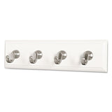 Decorative Key Rail, 8w X 1 1-2d X 2 1-8h White-silver, 4 Hooks-pack