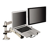 Dual Monitor Arm Mount, 5w X 21.5d X 27h, Silver