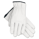 Grain Goatskin Driver Gloves, White, X-large, 12 Pairs