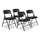 1200 Series Premium Vinyl Dual-hinge Folding Chair, Supports 500 Lb, 17.75" Seat Ht, Caviar Black, 4/ct,ships In 1-3 Bus Days