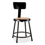 6200 Series 18" Heavy Duty Stool W/backrest, Supports 500 Lb, 33" Seat Ht, Brown Seat, Black Back/base, Ships In 1-3 Bus Days
