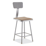 6300 Series Hd Square Seat Stool W/backrest, Supports 500 Lb, 23.25" Seat Ht, Brown Seat,gray Back/base,ships In 1-3 Bus Days