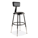 6400 Series Height Adj Heavy Duty Vinyl Steel Stool W/backrest, Supports 300 Lb, 19"-27" Seat Ht, Black,ships In 1-3 Bus Days