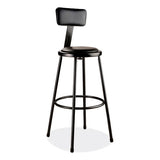6400 Series Heavy Duty Vinyl Padded Stool W/backrest, Supports 300lb, 30" Seat Ht, Black Seat/back/base,ships In 1-3 Bus Days