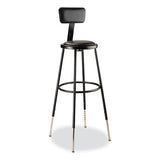 6400 Series Height Adj Heavy Duty Vinyl Padded Stool W/backrest, Supports 300lb, 32"-39" Seat Ht, Black,ships In 1-3 Bus Days