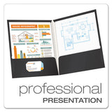 High Gloss Laminated Paperboard Folder, 100-sheet Capacity, Black, 25-box
