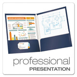 High Gloss Laminated Paperboard Folder, 100-sheet Capacity, Navy, 25-box