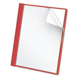 Clear Front Report Cover, 3 Fasteners, Letter, 1-2" Capacity, Red, 25-box