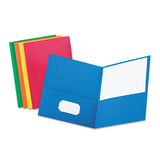 Twin-pocket Folder, Embossed Leather Grain Paper, Assorted Colors, 25-box