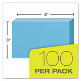 Unruled Index Cards, 3 X 5, Blue, 100-pack
