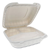 Earthchoice Smartlock Microwavable Hinged Lid Containers, 3 Compartment, 8.31 X 8.35 X 3.1, White, 200-carton