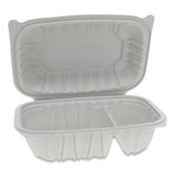 Vented Microwavable Hinged-lid Takeout Container, 9 X 6 X 3.1, 2-compartment, White, 170-carton
