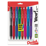 Wow! Retractable Ballpoint Pen, Medium 1 Mm, Assorted Ink-barrel, 8-pack