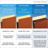Heavy-duty File Pockets, 7" Expansion, Legal Size, Redrope, 5-box