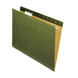 Reinforced Hanging File Folders, Letter Size, 1-5-cut Tab, Standard Green, 25-box