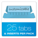 Transparent Colored Tabs For Hanging File Folders, 1-5-cut Tabs, Blue, 2" Wide, 25-pack