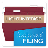 Colored Hanging Folders, Letter Size, 1-5-cut Tab, Burgundy, 25-box