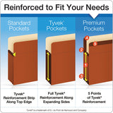 Heavy-duty End Tab File Pockets, 5.25" Expansion, Letter Size, Red Fiber, 10-box