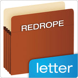 Pocket File, 5.25" Expansion, Letter Size, Red Fiber