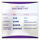 Discreet Incontinence Liners, Very Light, Long, 44-pack, 3 Packs-carton