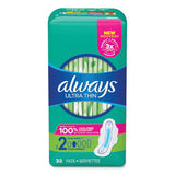 Ultra Thin Pads With Wings, Size 2, Long, Super Absorbent, 32-pack, 3 Packs-carton
