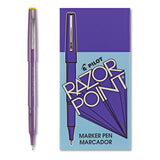 Razor Point Stick Porous Point Marker Pen, 0.3mm, Black Ink-barrel, Dozen