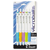 Acroball Purewhite Advanced Ink Ballpoint Pen, Retractable, Fine 0.7 Mm, Black Ink, Assorted Barrel Colors, 5-pack