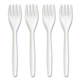 Mediumweight Plastic Cutlery, Fork, White, 300-pack