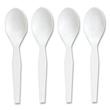 Mediumweight Plastic Cutlery, Teaspoon, White, 300-pack