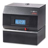 3700 Heavy-duty Time Clock And Document Stamp, Lcd Display, Black
