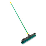 Bulldozer Multisurface Pushbroom With Scraper Block, 24 X 60, Powder Coated Steel Handle, Green-black-yellow
