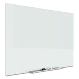 Invisamount Magnetic Glass Marker Board, Frameless, 74" X 42", White Surface