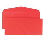 Colored Envelope, #10, Bankers Flap, Gummed Closure, 4.13 X 9.5, Red, 25-pack