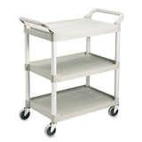 Economy Plastic Cart, Three-shelf, 18.63w X 33.63d X 37.75h, Black