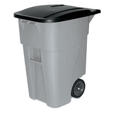 Brute Rollout Container, Square, Plastic, 50 Gal, Gray
