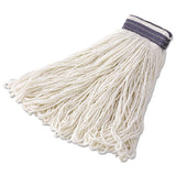 Looped-end Mop Head, Rayon, 24oz, White, 12-carton