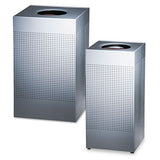 Designer Line Silhouettes Receptacle, Half-round, Steel, 12 Gal, Silver Metallic