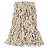 Economy Cut-end Cotton Wet Mop Head, 16oz, 1" Band, White, 12-carton