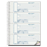 Spiralbound Unnumbered Money Receipt Book, 7 X 2 3-4, Three-part, 120 Sets-book