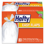 Easy Flaps Trash Bags, 30 Gal, 1.05 Mil, 30" X 33", Black, 40-box