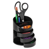 Small Storage Divided Pencil Cup, Plastic, 4 1-2 Dia. X 5 11-16, Black