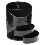 Small Storage Divided Pencil Cup, Plastic, 4 1-2 Dia. X 5 11-16, Black