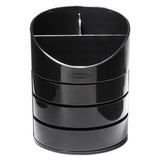 Small Storage Divided Pencil Cup, Plastic, 4 1-2 Dia. X 5 11-16, Black