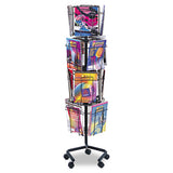 Wire Rotary Display Racks, 32 Compartments, 15w X 15d X 60h, Charcoal
