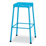 Steel Bar Stool, Backless, Supports Up To 275 Lb, 29" Seat Height, Babyblue Seat, Babyblue Base, Ships In 1-3 Business Days