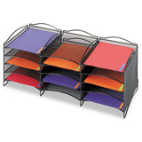 Onyx Steel Mesh Lliterature Sorter, Six Compartments, Black