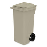 Plastic Step-on Receptacle, 32 Gal, Metal, Tan