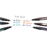 Water-resistant Ink Stick Plastic Point Pen, 0.88 Mm, Blue Ink, Black-gray-blue Barrel, Dozen