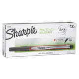 Water-resistant Ink Stick Plastic Point Pen, 0.5mm, Red Ink, Black-gray-red Barrel, Dozen